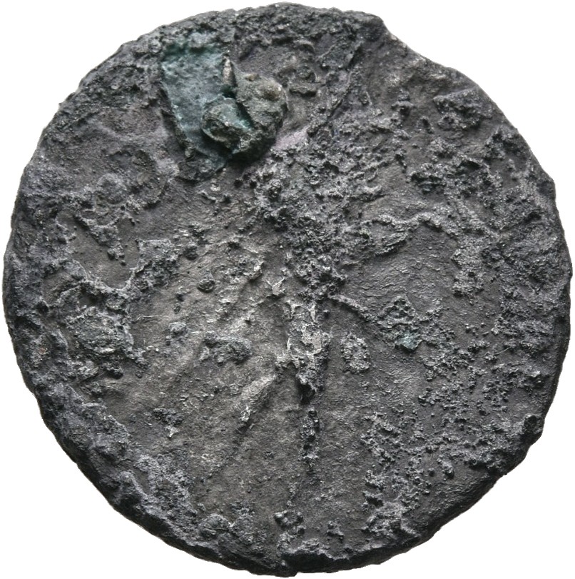 RIC II Trajan 156 Trajan reverse, Mars, helmeted, naked except for cloak on left shoulder, advancing right, holding vertic...