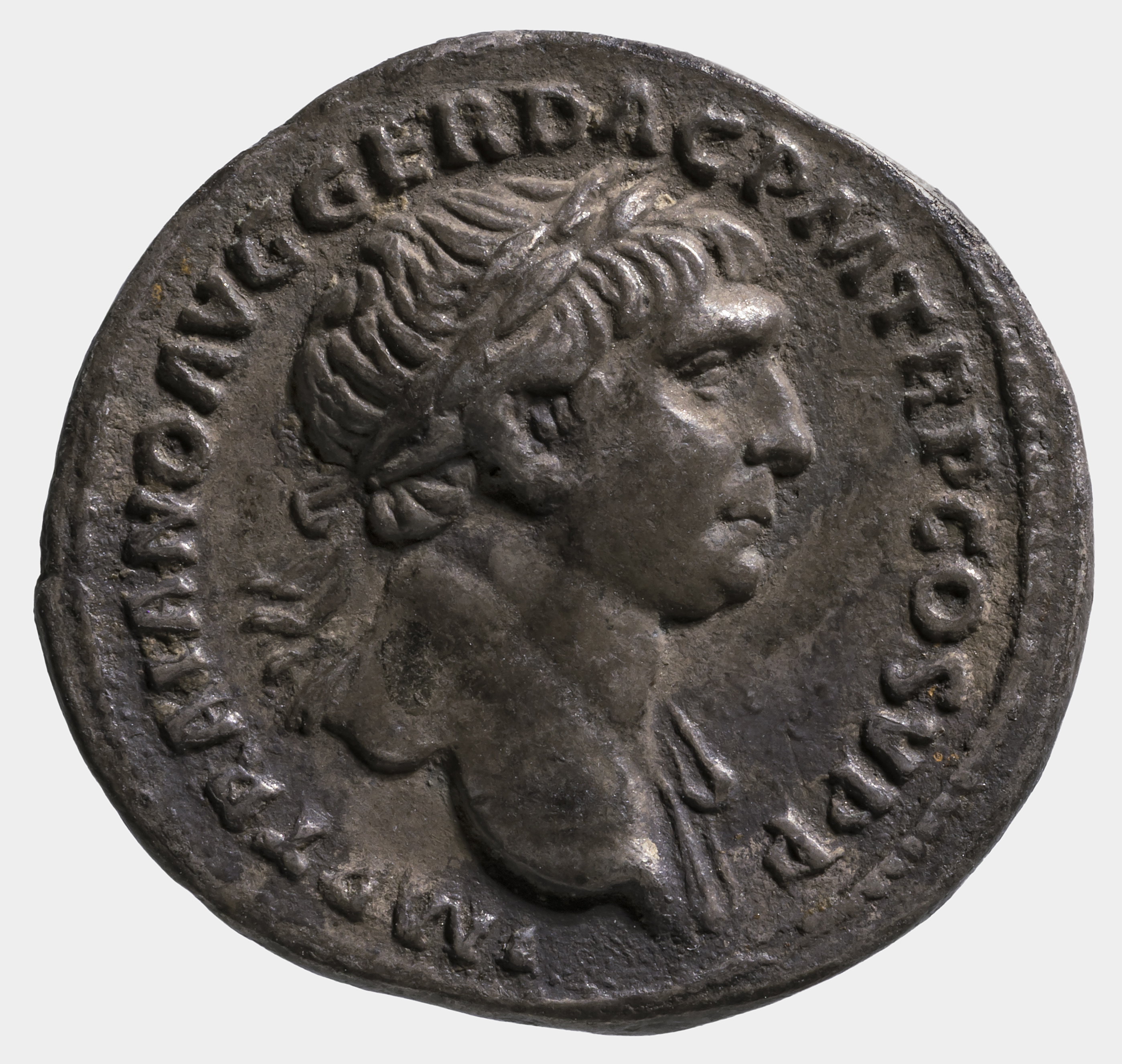 RIC II Trajan 162 Trajan obverse, Bust of Trajan, laureate, right with aegis