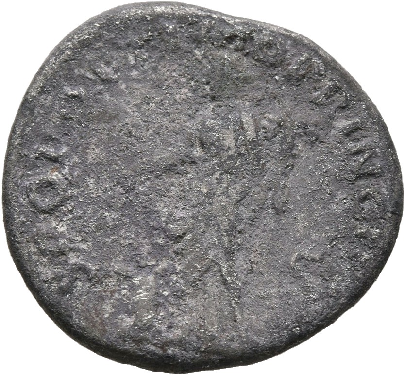 RIC II Trajan 165 (denarius) Trajan reverse, Abundantia, draped, standing left, holding corn-ears downwards in right hand ...