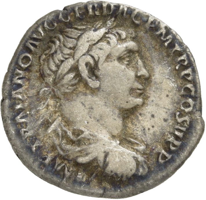 RIC II Trajan 172 Trajan obverse, Bust of Trajan, laureate, draped, cuirassed, right