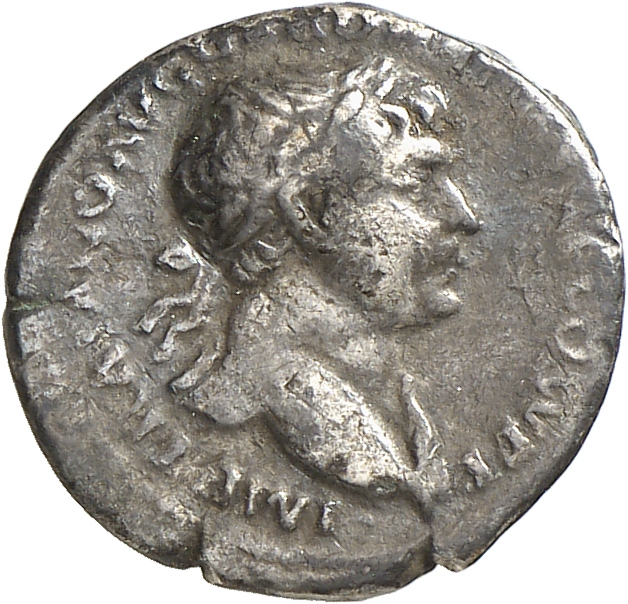 RIC II Trajan 174 Trajan obverse, Bust of Trajan, laureate, draped on left shoulder, right