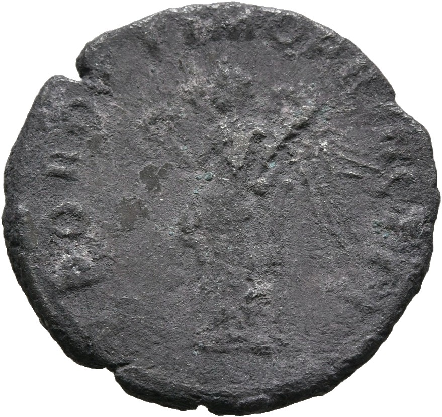 RIC II Trajan 194 Trajan reverse, Victory, naked to waist, standing left, holding up wreath in right hand and palm in left...