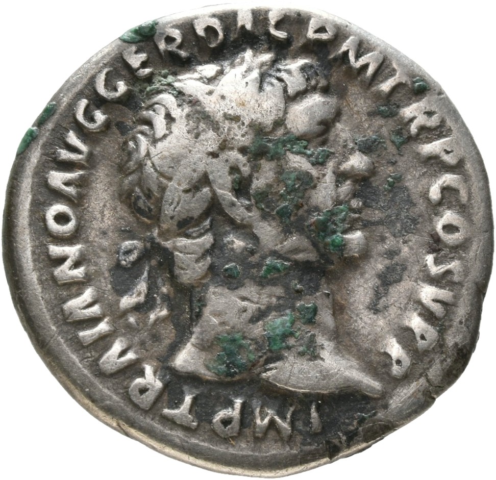 RIC II Trajan 212 Trajan obverse, Bust of Trajan, laureate, right