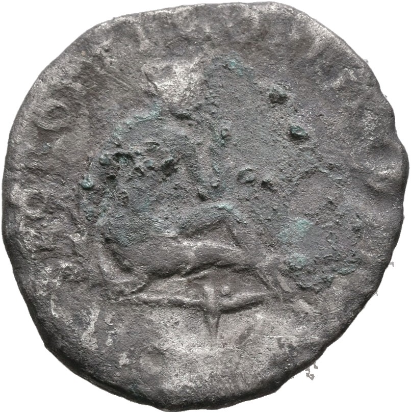 RIC II Trajan 219 Trajan reverse — Dacian, in attitude of mourning, seated right on oval shield; sword below