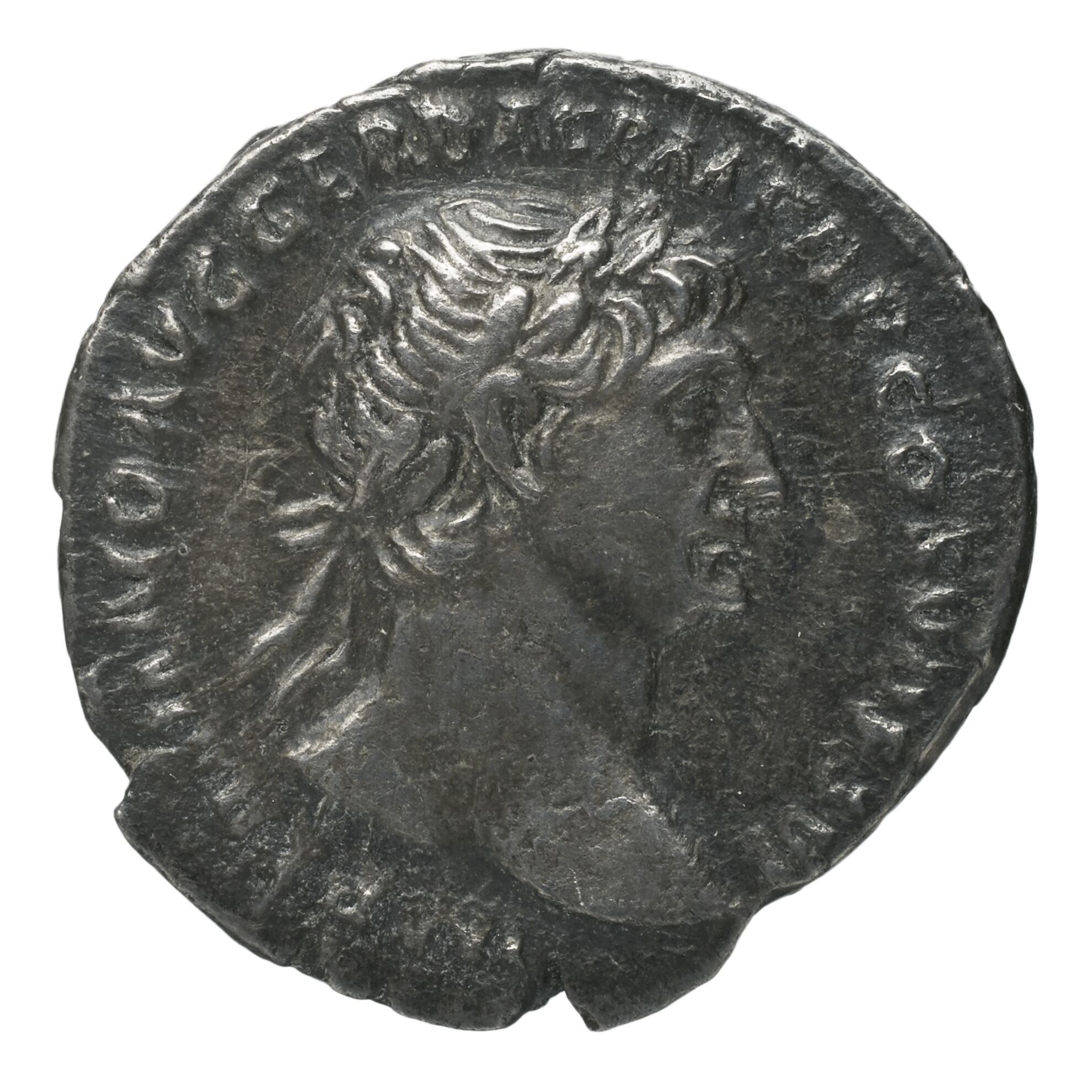 RIC II Trajan 231 Trajan obverse, Head of Trajan, laureate, right