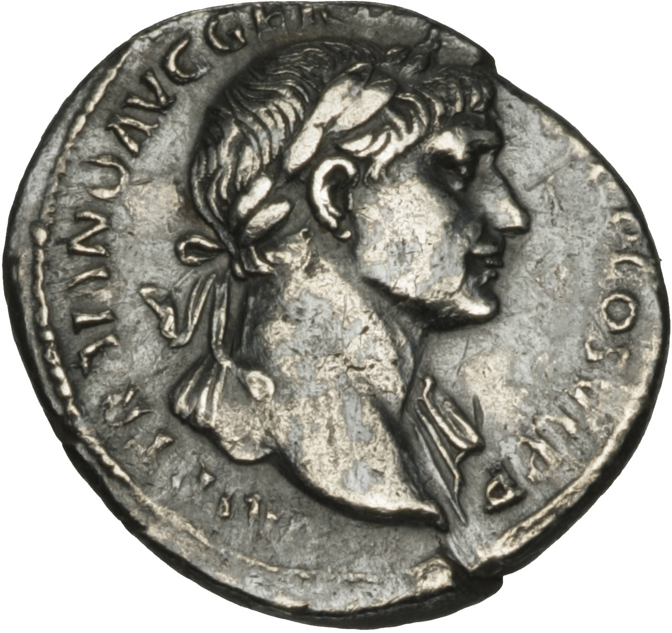 RIC II Trajan 245 Trajan obverse, Bust of Trajan, laureate, draped on left shoulder, right