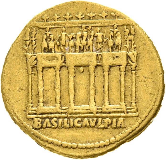 RIC II Trajan 247 Trajan reverse, Basilica of Trajan