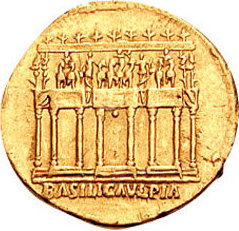 RIC II Trajan 247 Trajan reverse, Basilica of Trajan