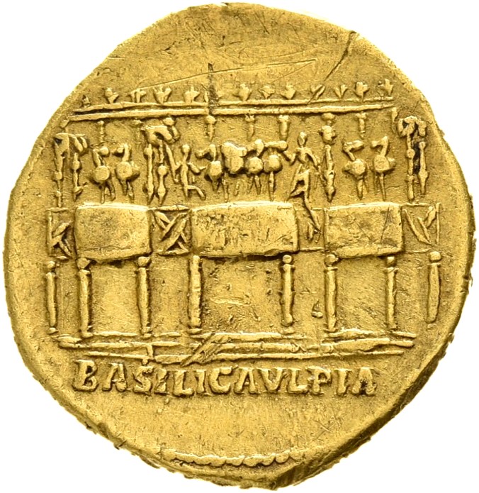 RIC II Trajan 248 Trajan reverse, Basilica of Trajan