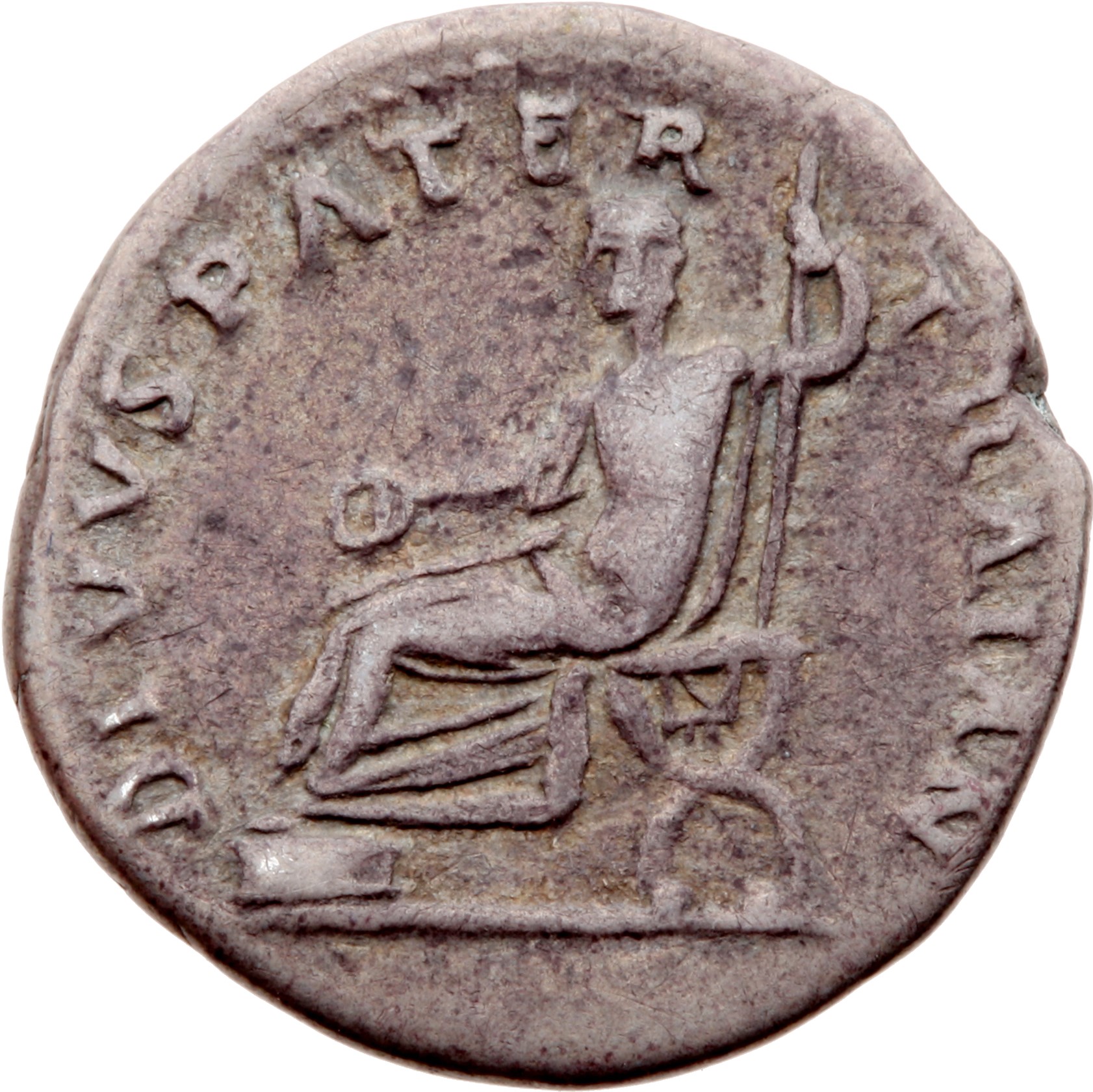 RIC II Trajan 252 Trajan reverse, Trajan senior, bare-headed, togate, seated left on curule chair, feet on stool, holding ...