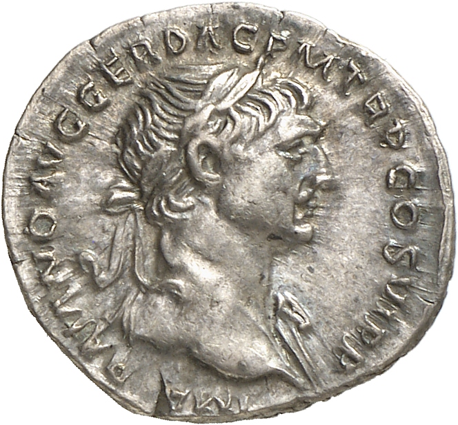 RIC II Trajan 270 Trajan obverse, Bust of Trajan, laureate, draped on left shoulder, right