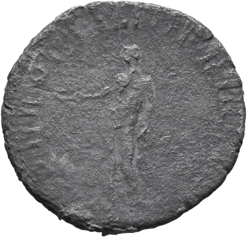 RIC II Trajan 275 (denarius) Trajan reverse, Genius, naked, standing left, holding patera in right hand and corn-ears down...