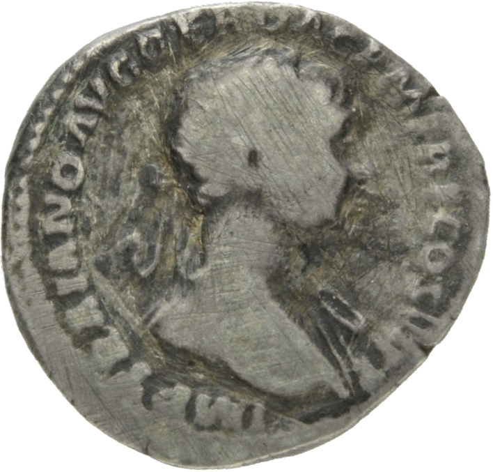 RIC II Trajan 281 (quinarius) Trajan obverse, Bust of Trajan, laureate, draped on left shoulder, right