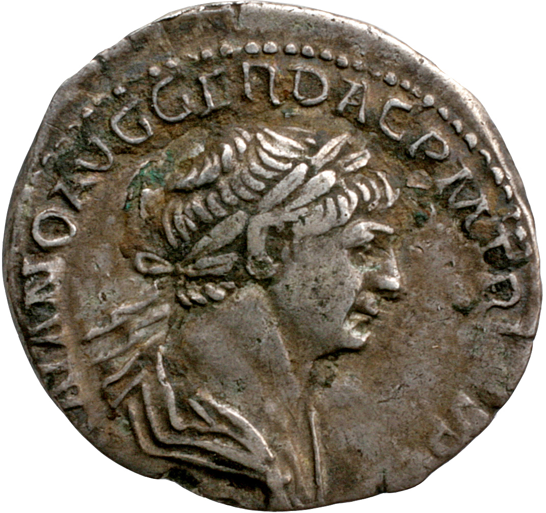 Trajan obverse — Bust of Trajan, laureate, draped, right