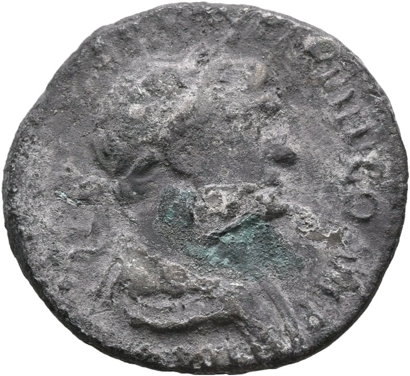 RIC II Trajan 294 (denarius) Trajan obverse, Bust of Trajan, laureate, draped, right