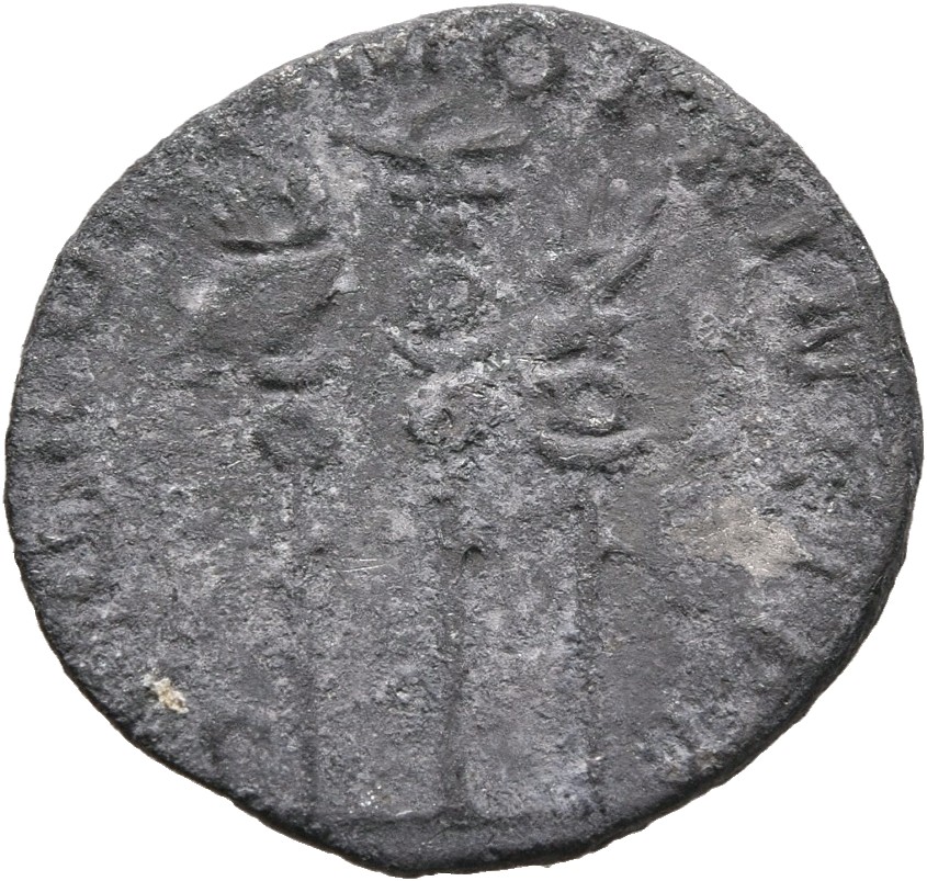 RIC II Trajan 294 (denarius) Trajan reverse, Aquila between vexillum on left and standard on right
