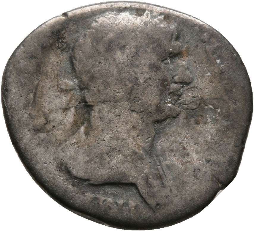 RIC II Trajan 298 (denarius) Trajan obverse, Bust of Trajan, laureate, draped, right