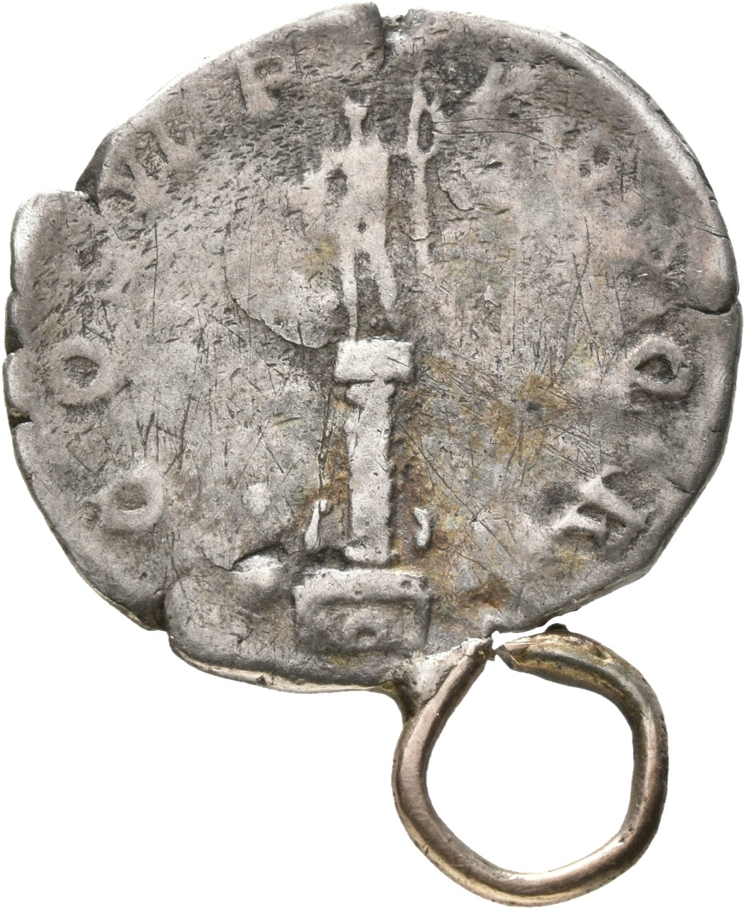 RIC II Trajan 307 Trajan reverse, Column of Trajan surmounted with a statue of Trajan; two eagles at base and a wreath wit...
