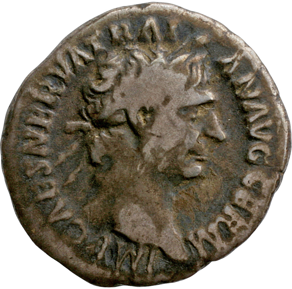 RIC II Trajan 32 Trajan obverse, Head of Trajan, laureate, right