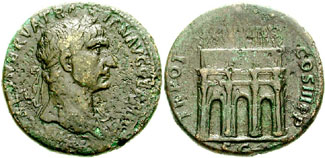 RIC II Trajan 333 Trajan obverse, Bust of Trajan, laureate, right with aegis
