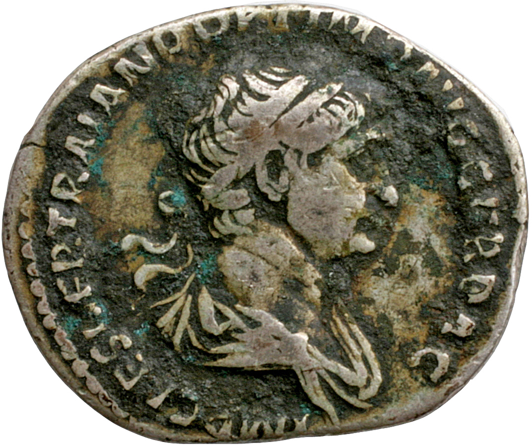 Trajan obverse — Bust of Trajan, laureate, draped, right