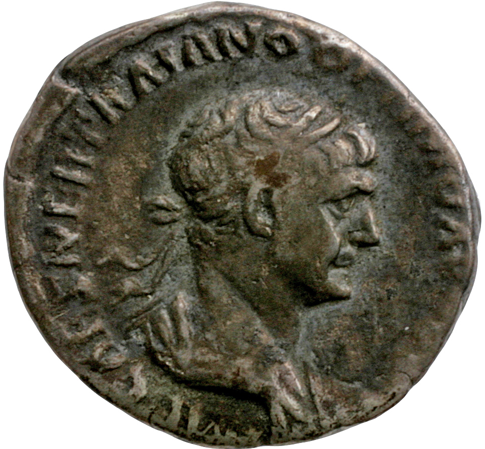 RIC II Trajan 343 Trajan obverse, Bust of Trajan, laureate, draped, right