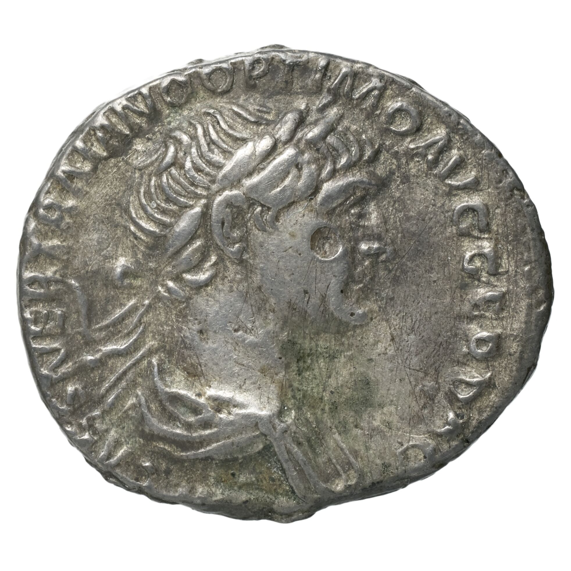 RIC II Trajan 356 Trajan obverse, Bust of Trajan, laureate, draped, right