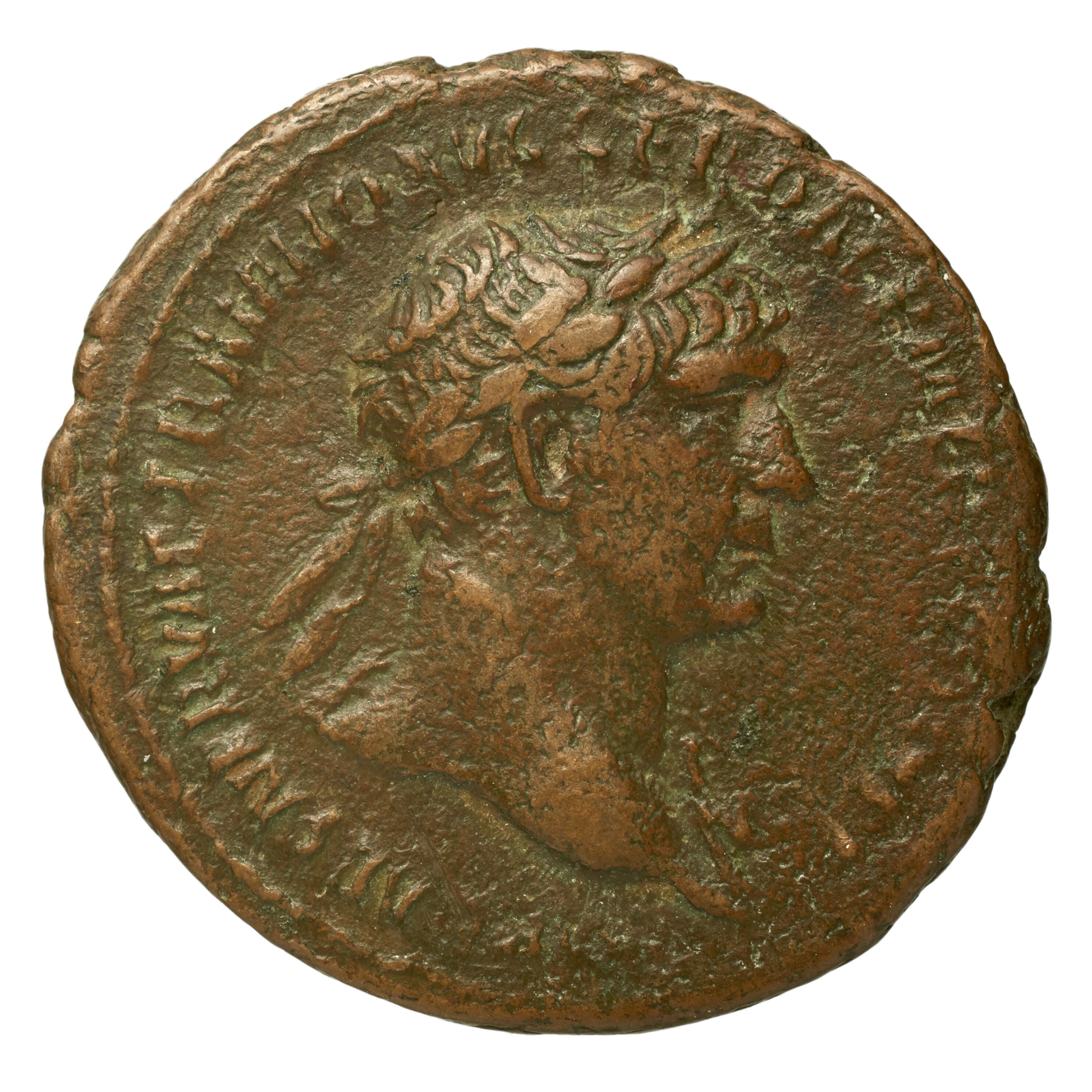 RIC II Trajan 380 Trajan obverse, Head of Trajan, laureate, right