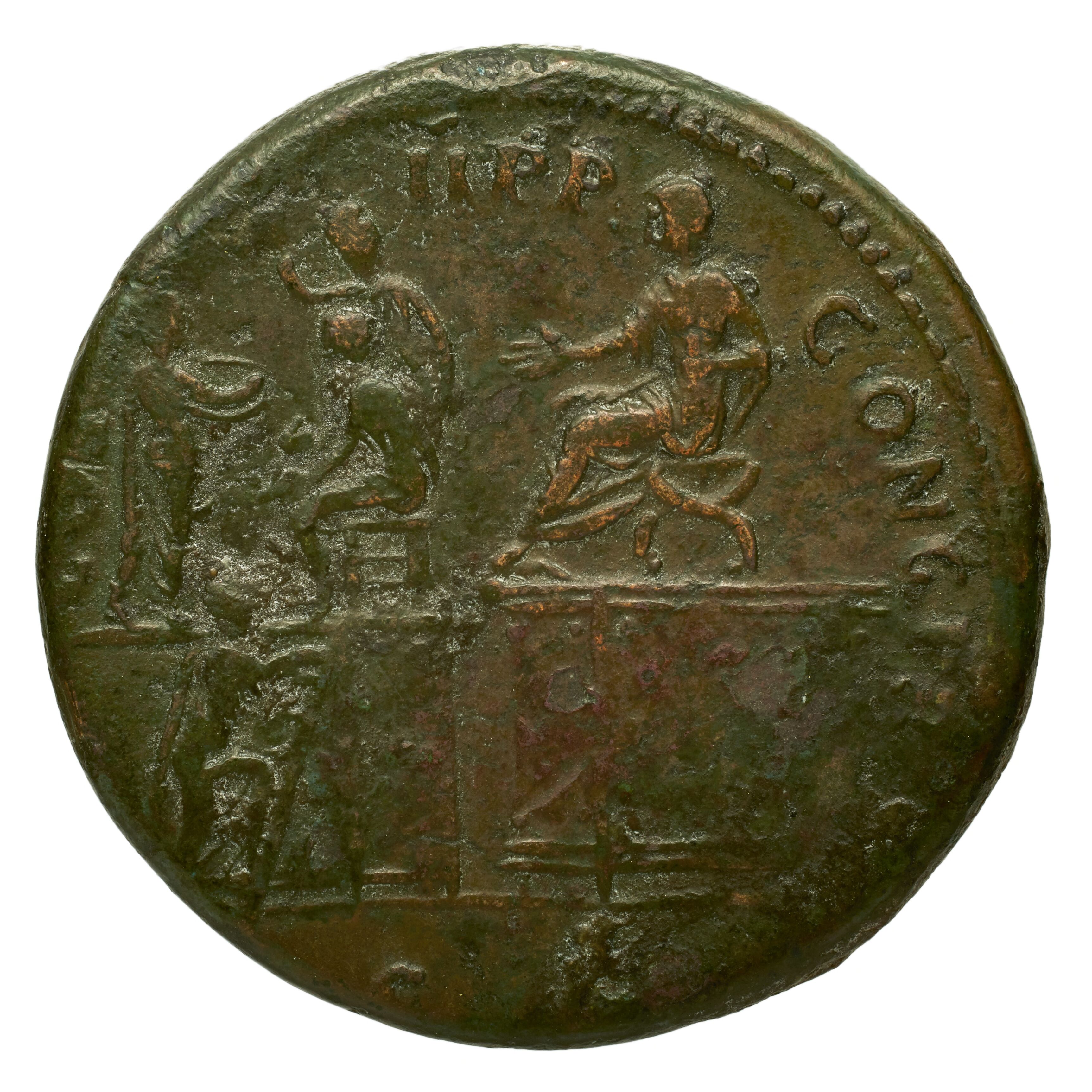 RIC II Trajan 381 Trajan obverse, Bust of Trajan, laureate, right with aegis