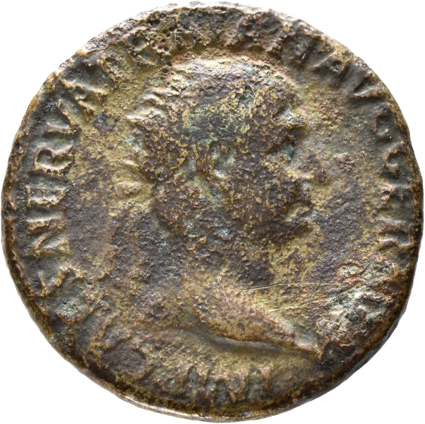 Trajan obverse — Head of Trajan, radiate, right