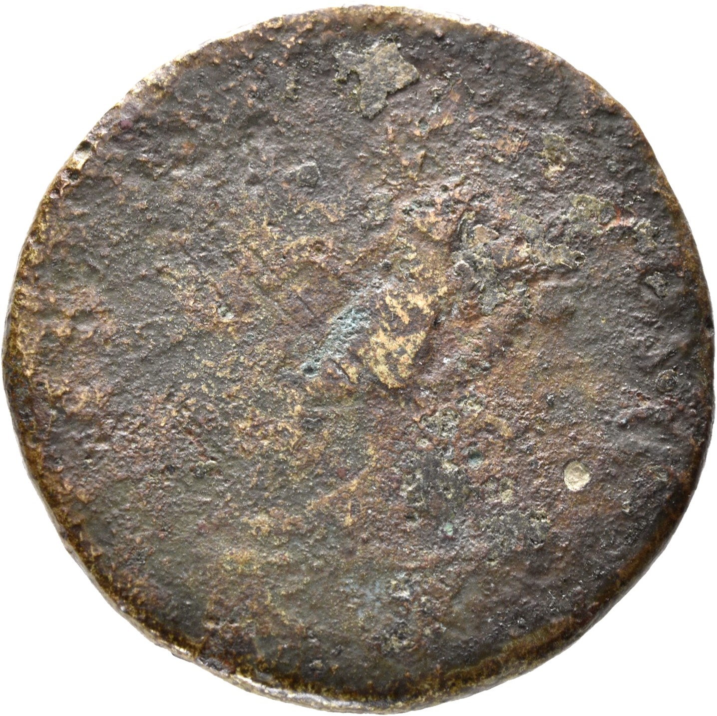 Trajan reverse — Abundantia seated left on chair with crossed cornucopiae, holding sceptre in right hand