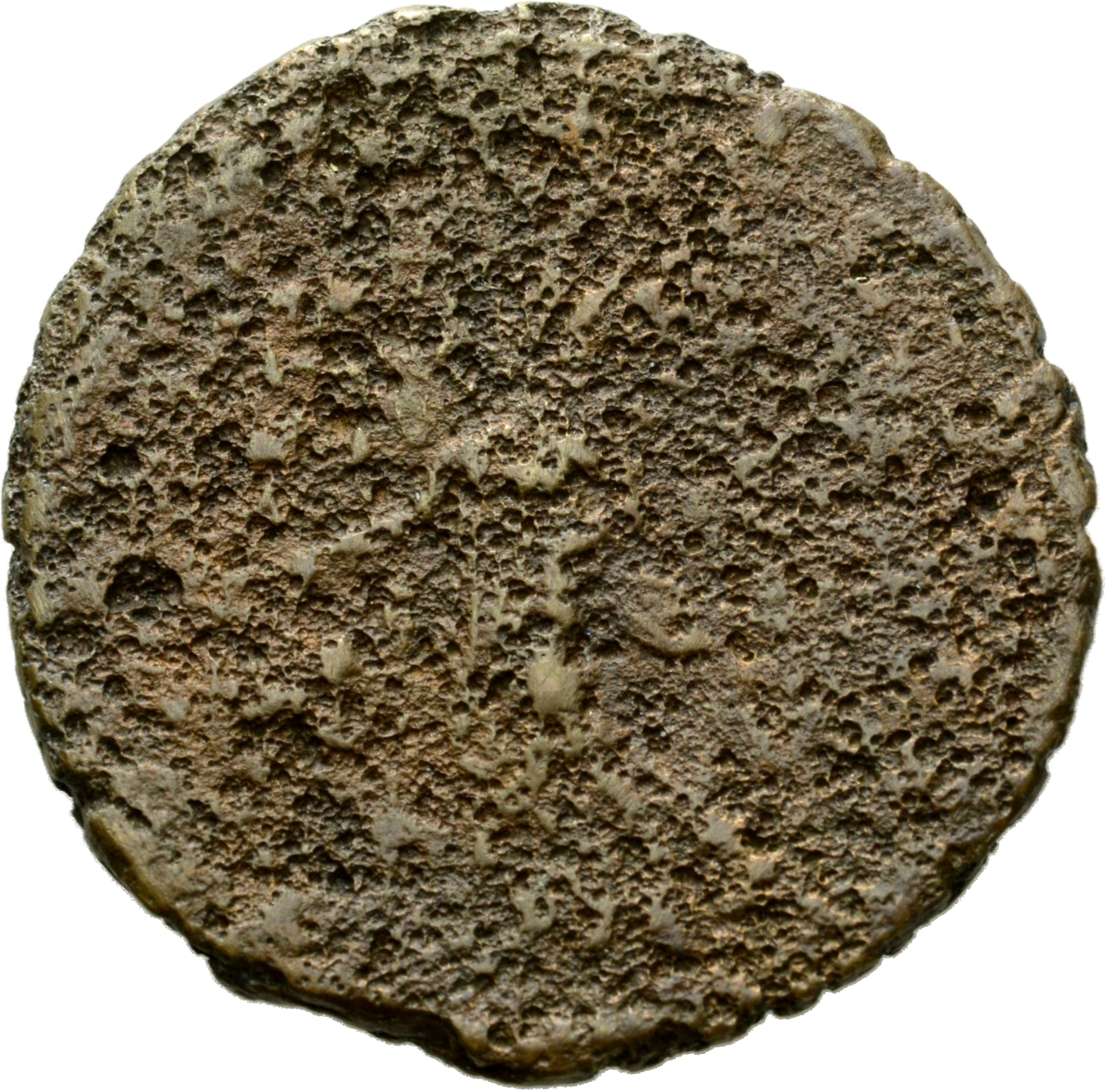 Trajan reverse — Victory, draped, advancing left, holding shield inscribed SPQR in right hand and palm in left