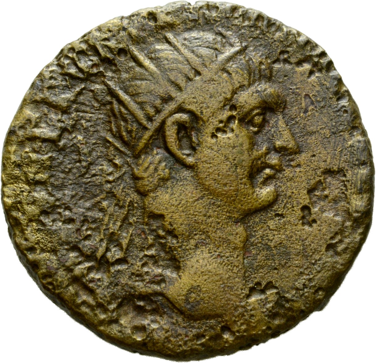 RIC II Trajan 398 Trajan obverse, Head of Trajan, radiate, right
