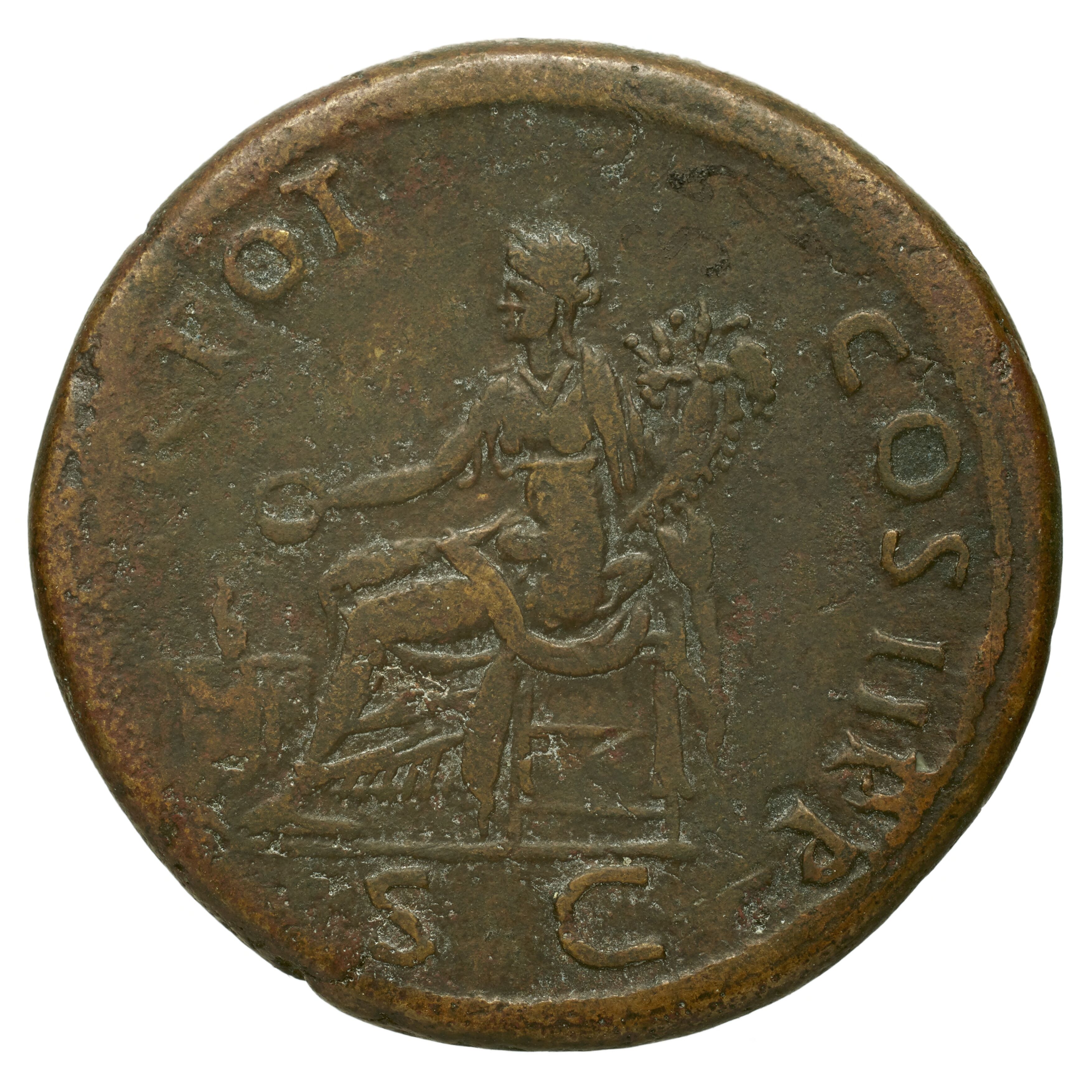 RIC II Trajan 399 Trajan obverse, Head of Trajan, laureate, right