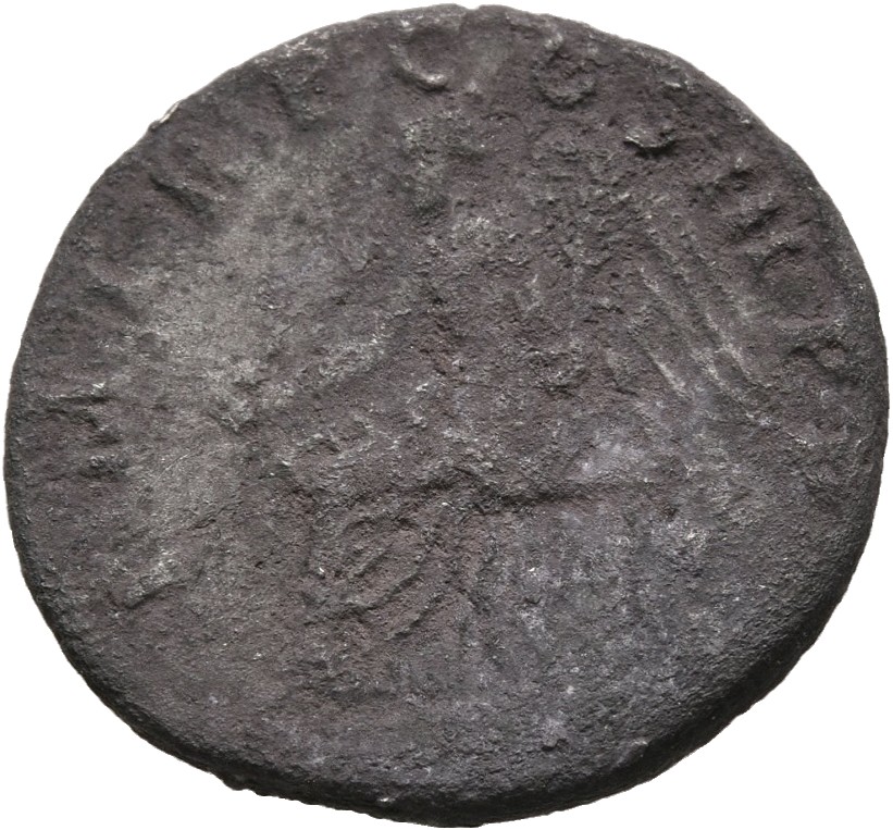 RIC II Trajan 41 Trajan reverse, Victory, draped, seated left on seat without back, holding patera in right hand and palm ...