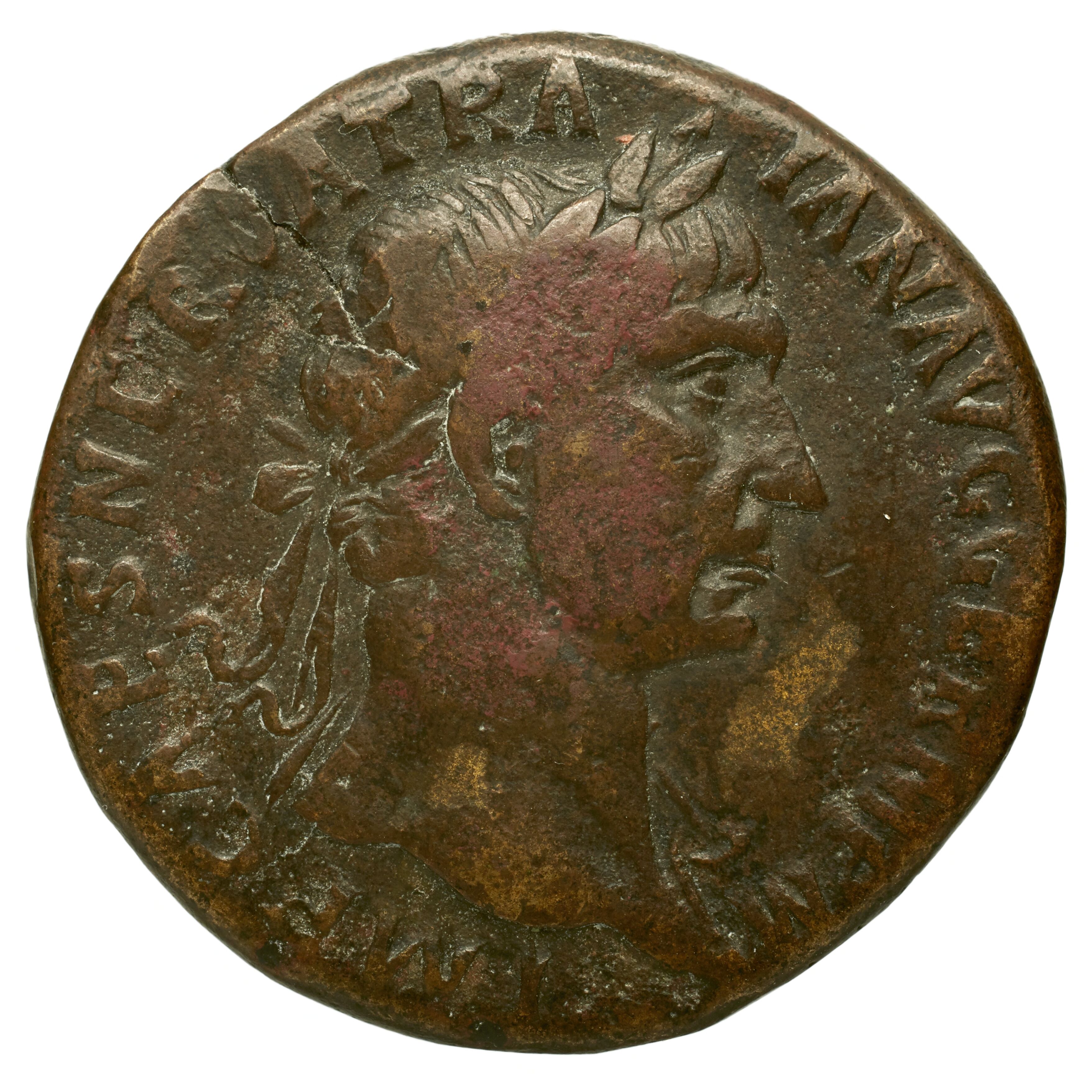 RIC II Trajan 412 Trajan obverse, Bust of Trajan, laureate, right (sometimes with aegis)