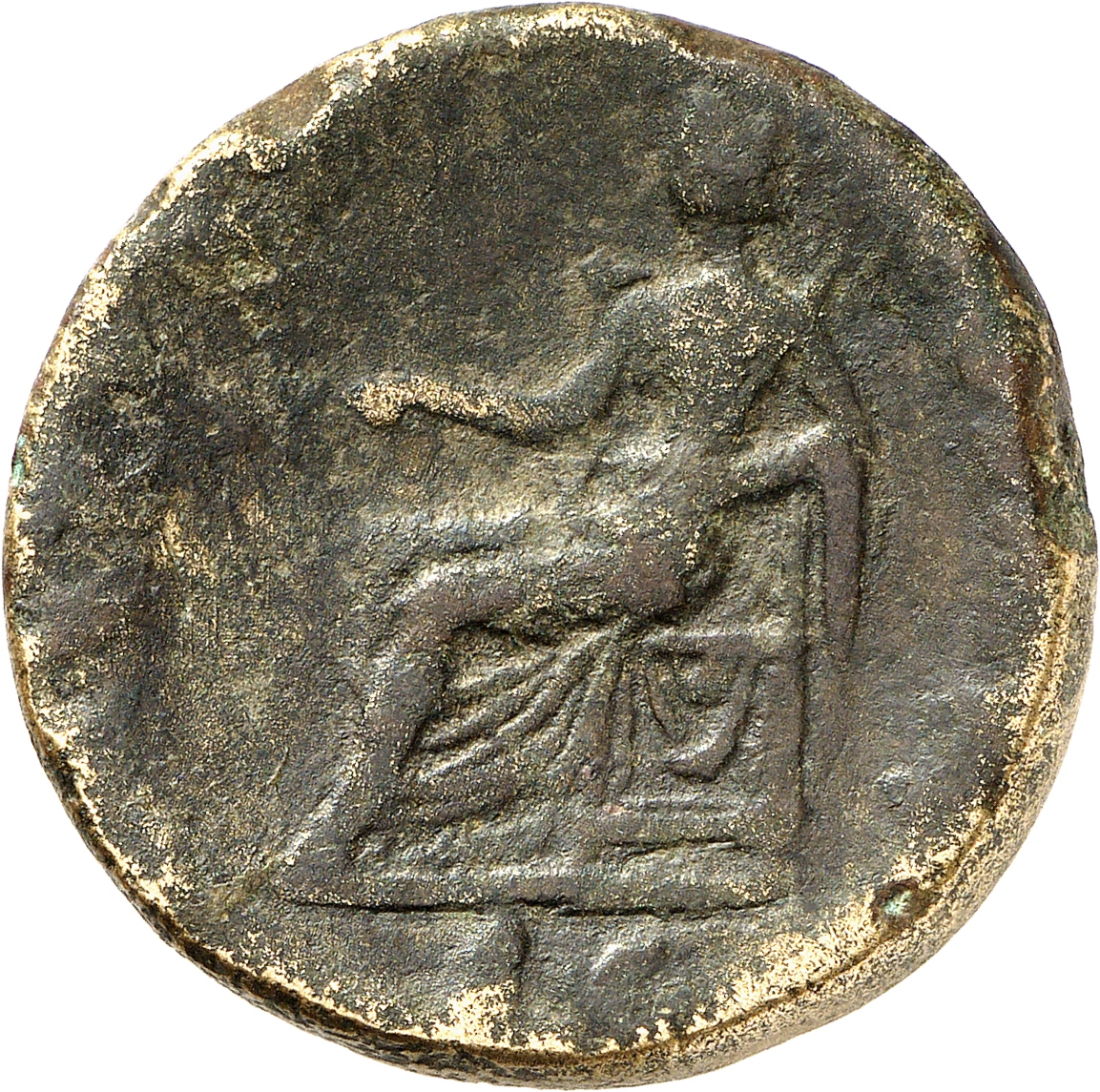 RIC II Trajan 413 Trajan reverse, Pax seated left, holding branch and sceptre