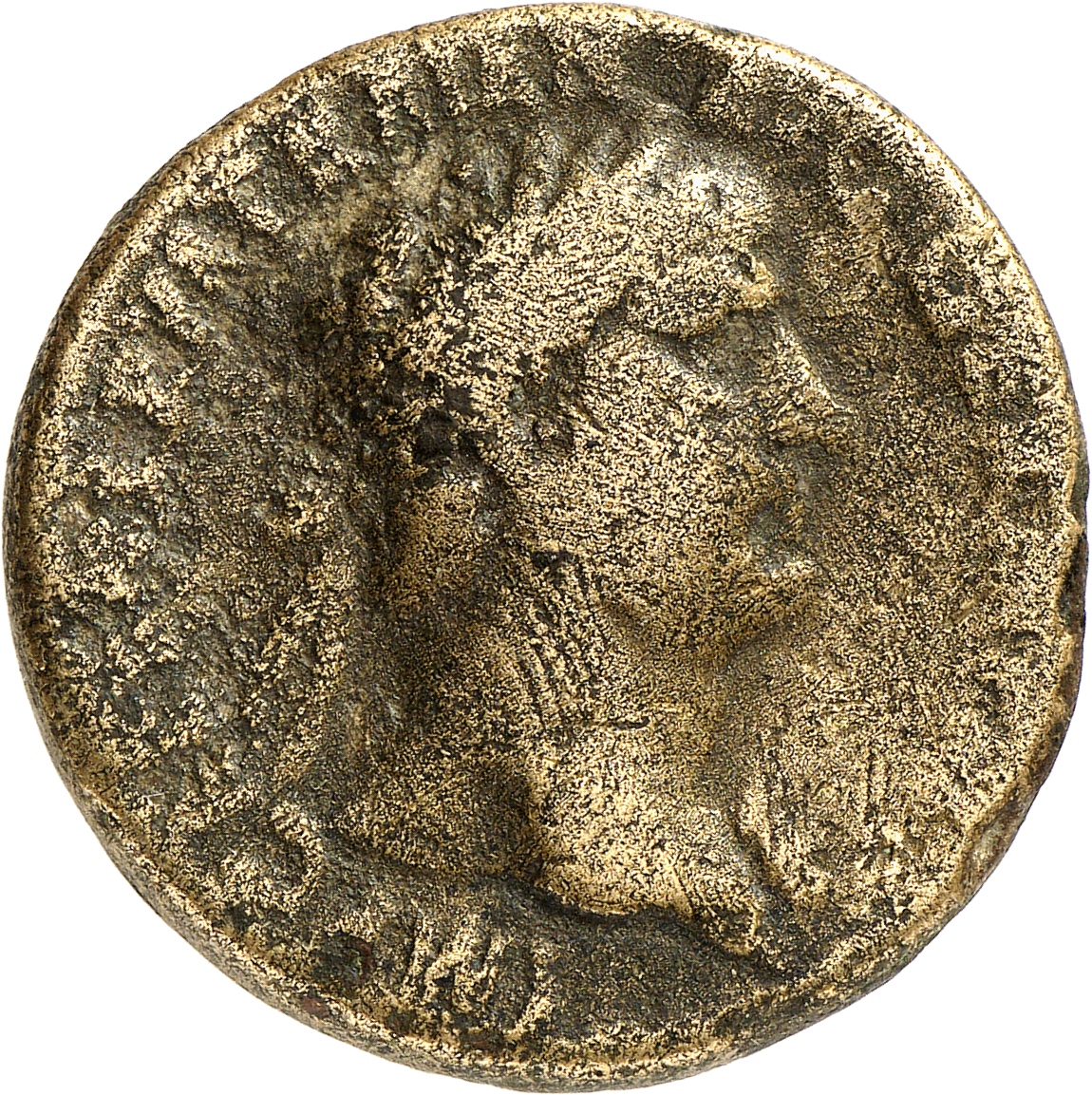 RIC II Trajan 413 Trajan obverse, Bust of Trajan, laureate, right (sometimes with aegis)