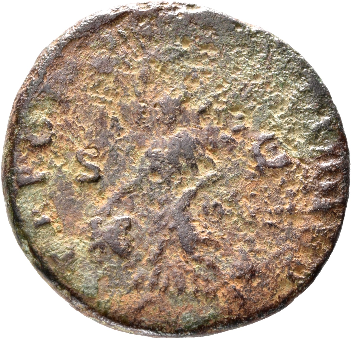 RIC II Trajan 417 Trajan reverse, Victory, draped, advancing left, holding shield inscribed SPQR in right hand and palm in...
