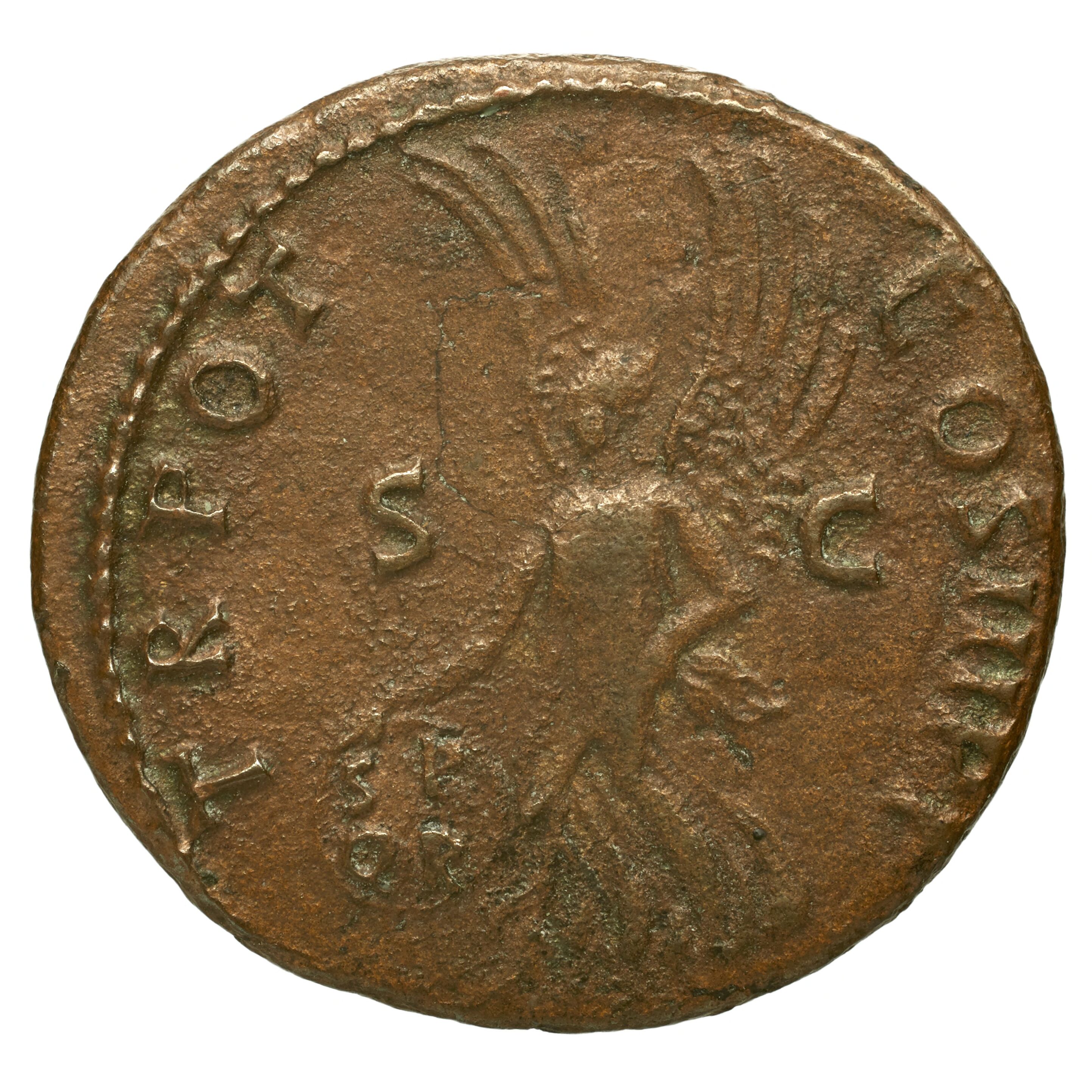 RIC II Trajan 417 Trajan obverse, Head of Trajan, laureate, right