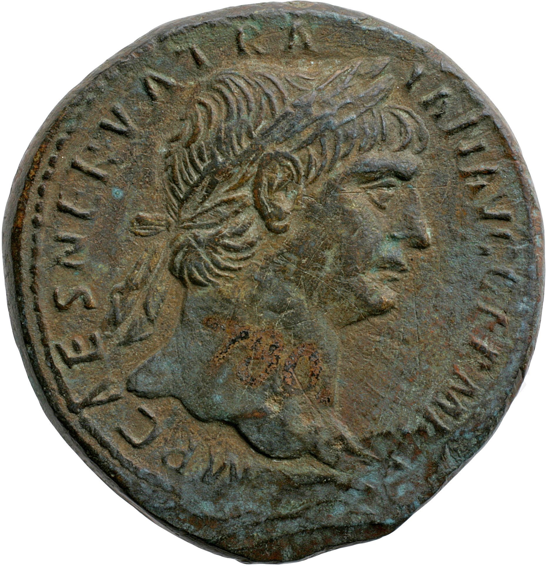 RIC II Trajan 430 Trajan obverse, Head of Trajan, laureate, right
