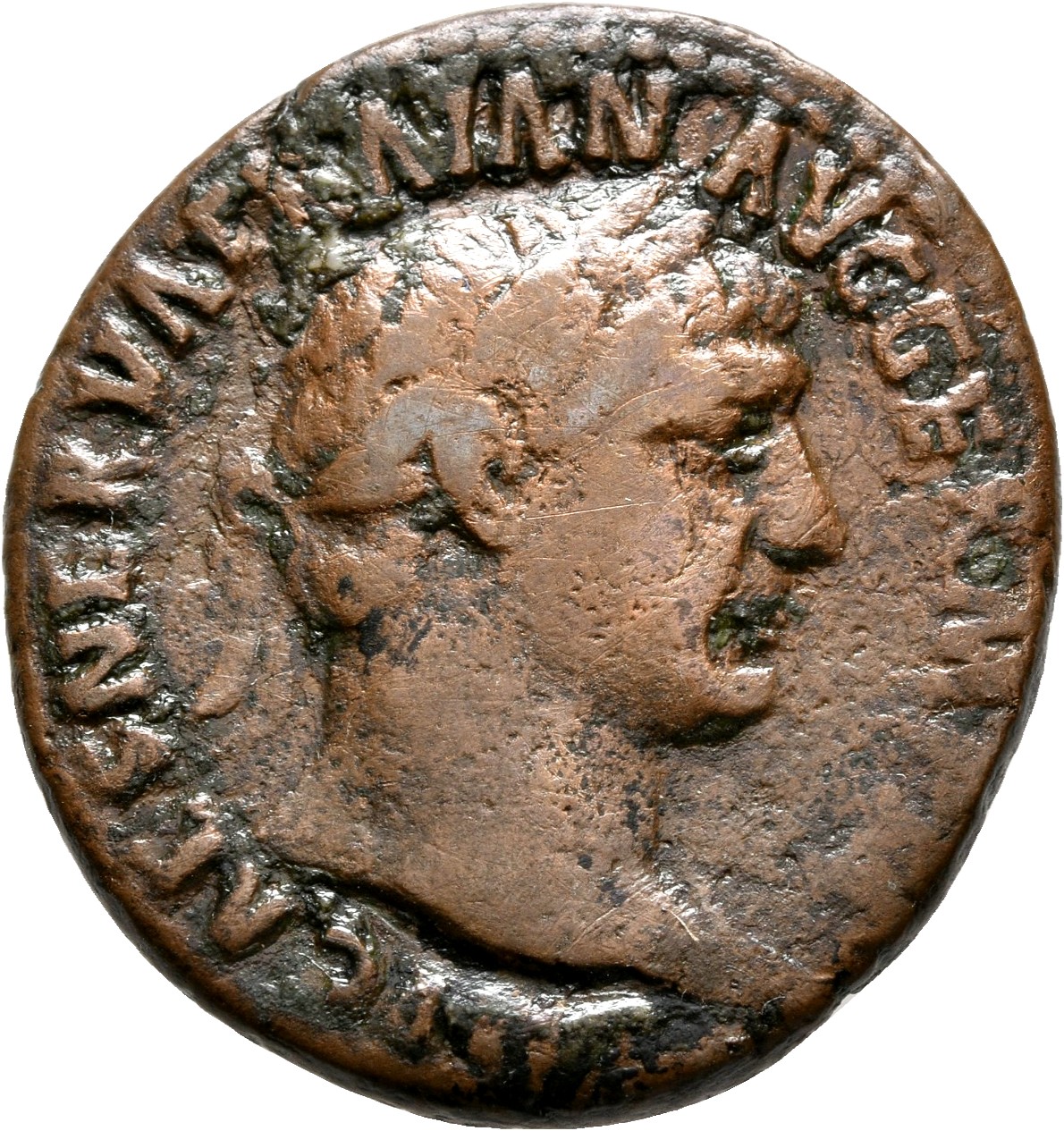 RIC II Trajan 434 Trajan obverse, Head of Trajan, laureate, right