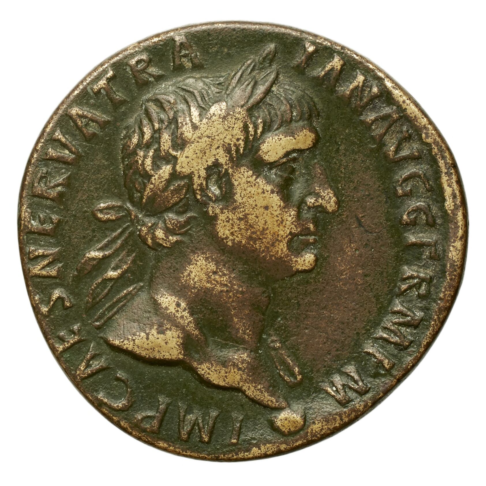 RIC II Trajan 437 Trajan obverse, Bust of Trajan, laureate, right; globe at point of bust