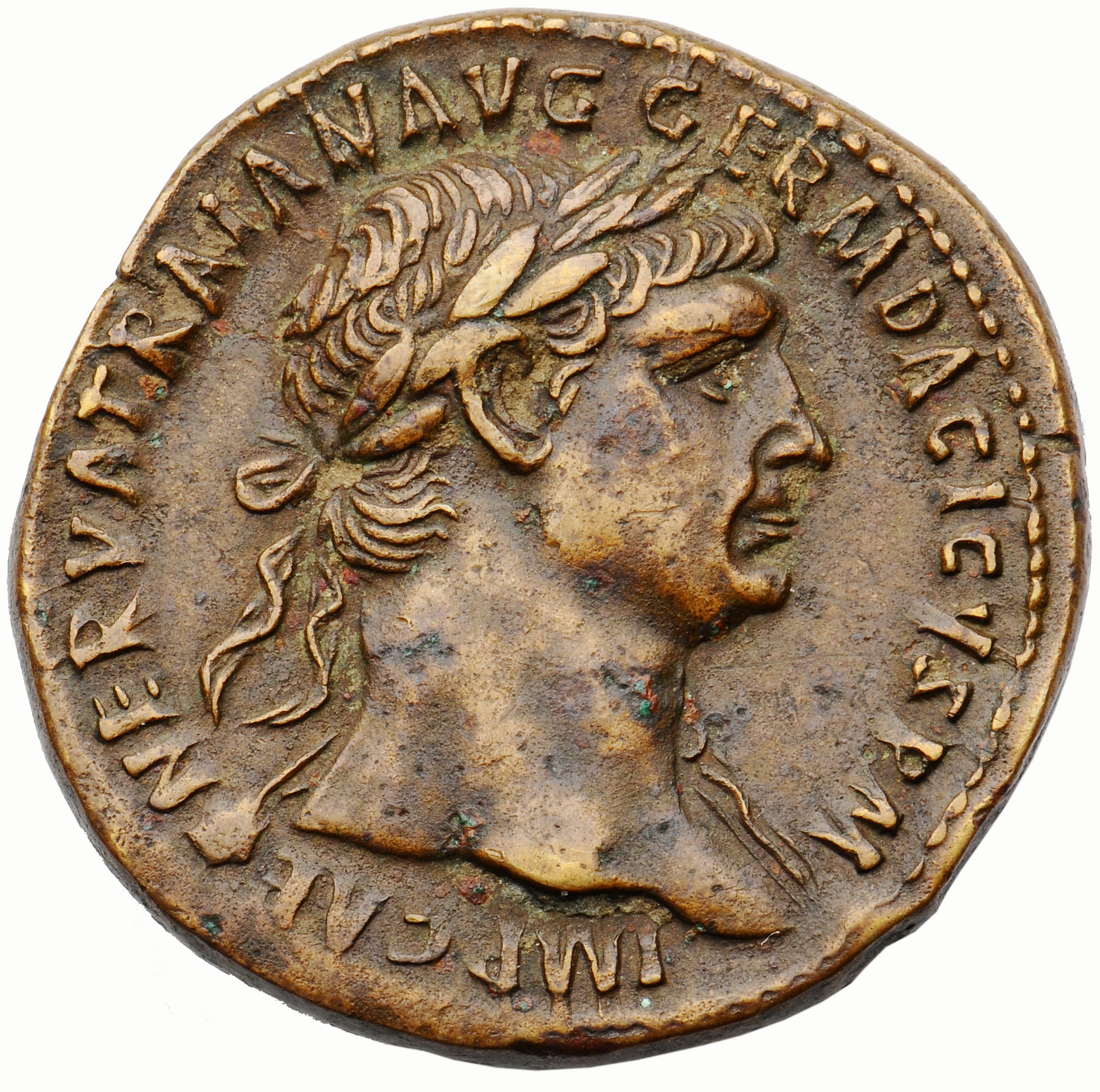 RIC II Trajan 455 Trajan obverse, Bust of Trajan, laureate, right with aegis