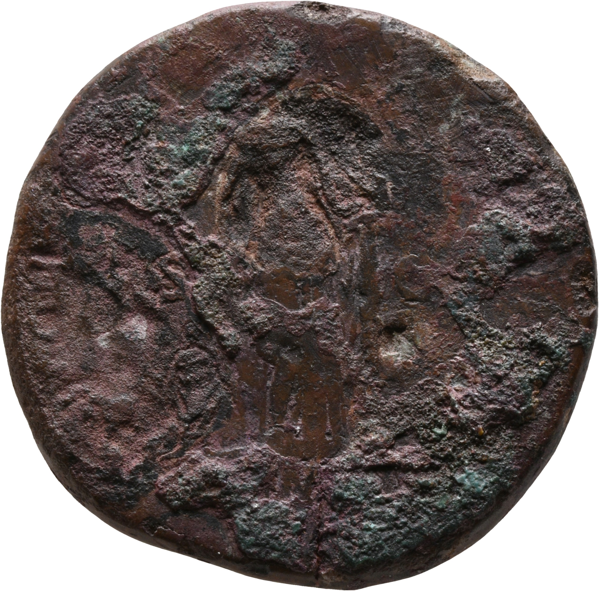 RIC II Trajan 459 (sestertius) Trajan reverse, Abundantia standing left, holding corn-ears and cornucopiae; child holding ...