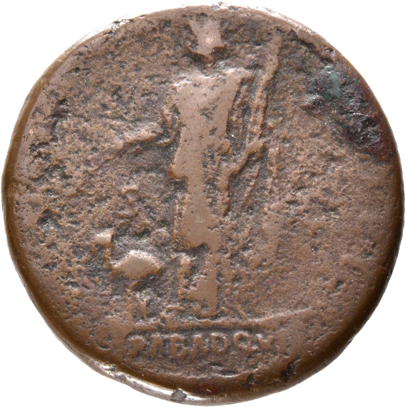 RIC II Trajan 466 (as) Trajan reverse, Arabia, draped, standing front, head left, holding branch in right hand over camel,...