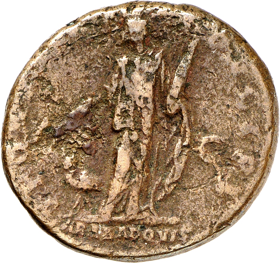 RIC II Trajan 466 (as) Trajan reverse, Arabia, draped, standing front, head left, holding branch in right hand over camel,...