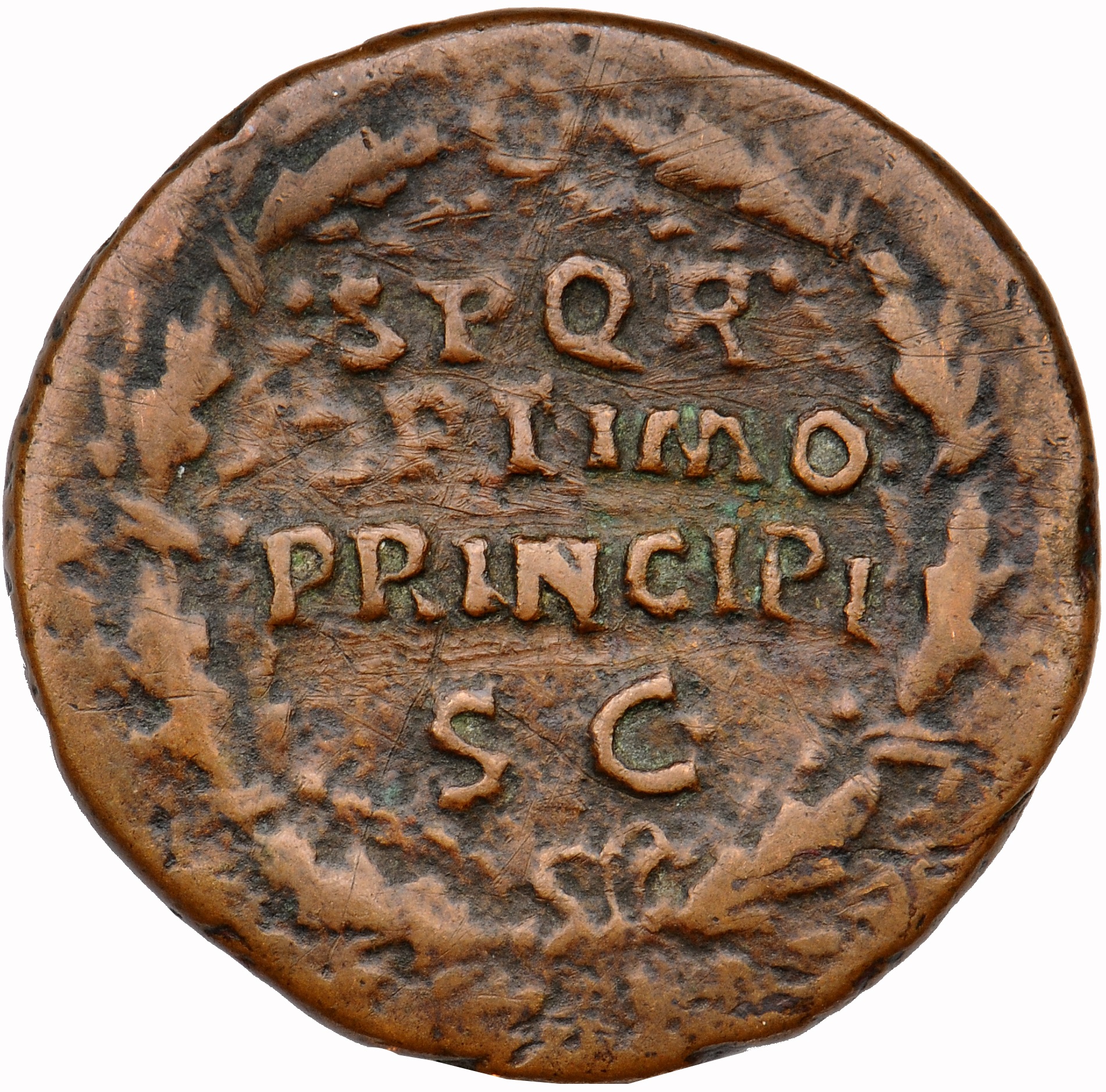 RIC II Trajan 476 (as) Trajan reverse, S C in oak-wreath