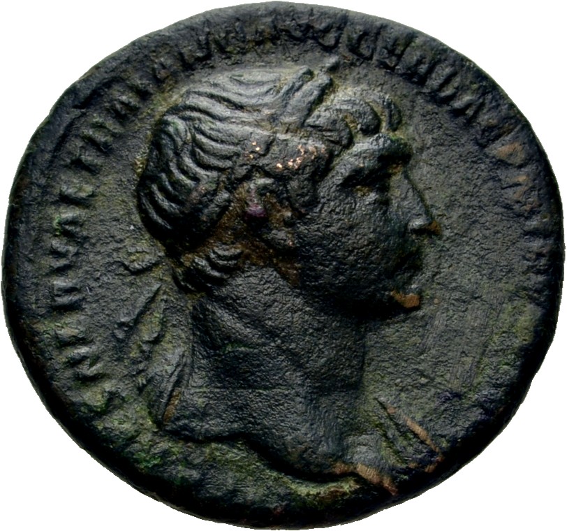 RIC II Trajan 476 (as) Trajan obverse, Bust of Trajan, laureate, right (sometimes draped)