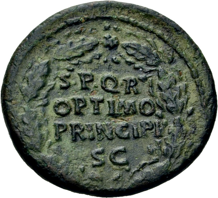 RIC II Trajan 476 (as) Trajan reverse, S C in oak-wreath